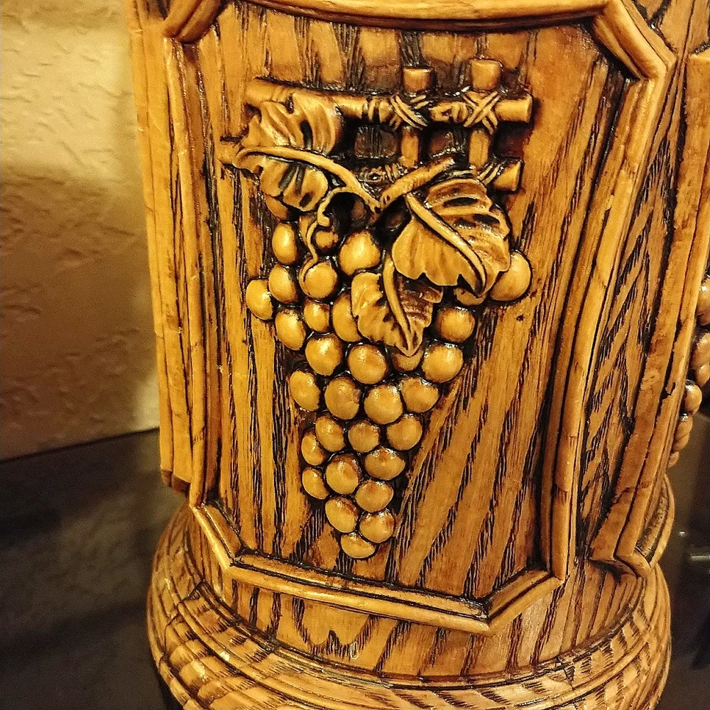 Vintage 70s Brentwood Faux Wood Grape Cluster Ice Bucket